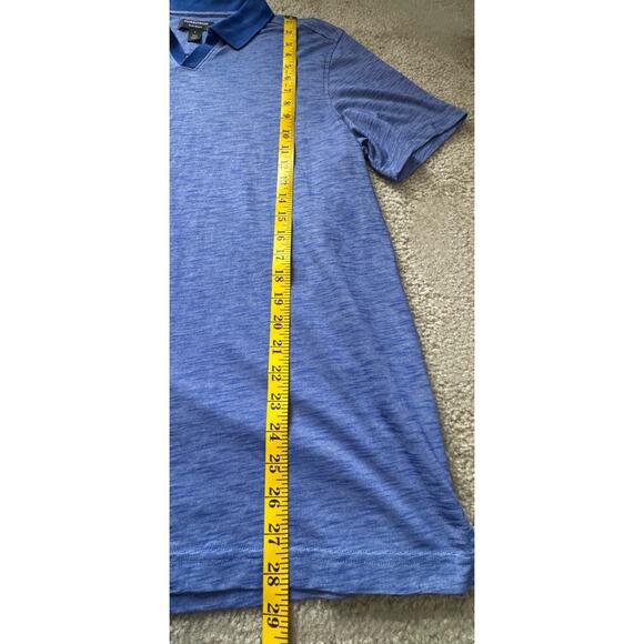 Nordstrom Polo Shirt Mens Large Tech Smart Heathered Blue Short Sleeve V Neck - Picture 7 of 7